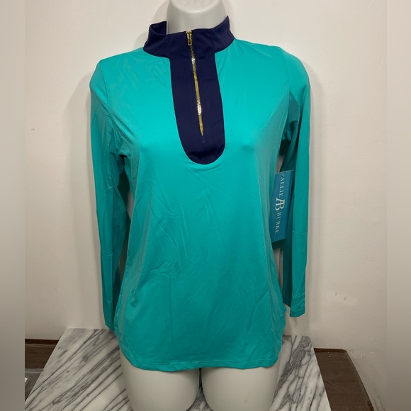 NEW AB Sport Golf Long Sleeve Sun Shirt Mesh Sleeves UV 40 colorblock collar XS - Picture 8 of 8